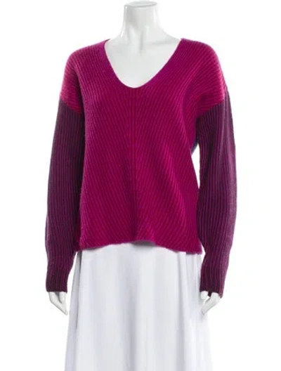 Pre-owned Naadam Wool Striped Sweater In Purple