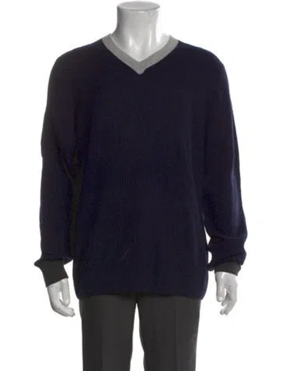 Pre-owned Naadam Wool V-neck Pullover In Blue