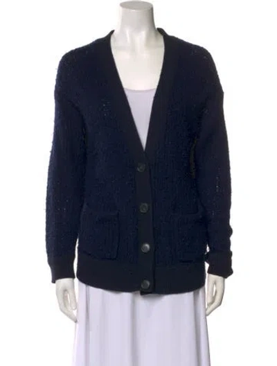 Pre-owned Naadam Wool V-neck Sweater In Blue