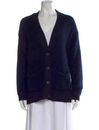 Pre-owned Naadam Wool V-neck Sweater In Blue
