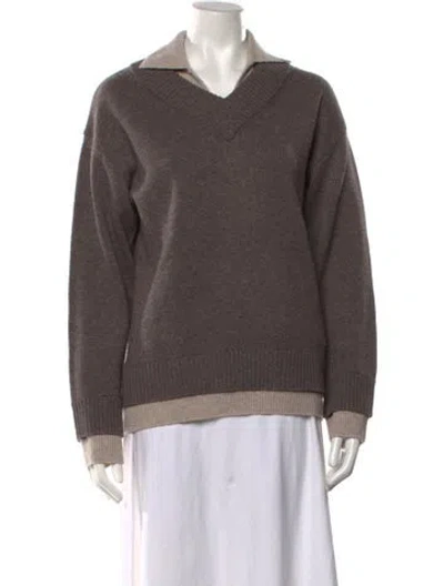 Pre-owned Naadam Wool V-neck Sweater In Brown