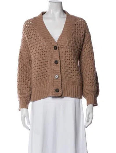 Pre-owned Naadam Wool V-neck Sweater In Brown