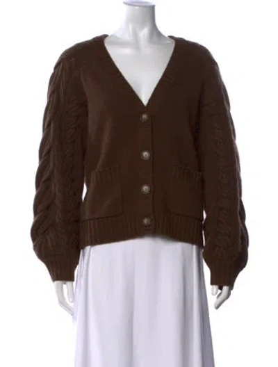 Pre-owned Naadam Wool V-neck Sweater In Brown