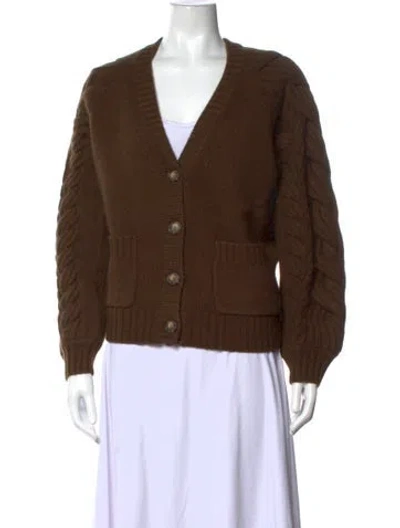 Pre-owned Naadam Wool V-neck Sweater In Brown
