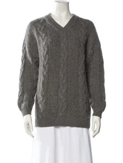 Pre-owned Naadam Wool V-neck Sweater In Gray