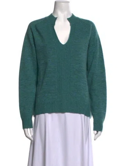 Pre-owned Naadam Wool V-neck Sweater In Green
