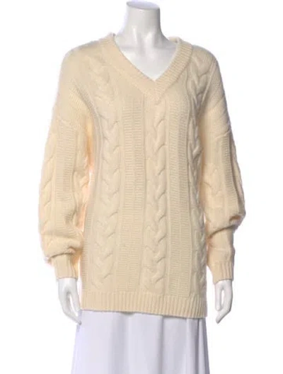 Pre-owned Naadam Wool V-neck Sweater In Neutral