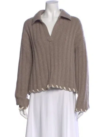 Pre-owned Naadam Wool V-neck Sweater In Neutral