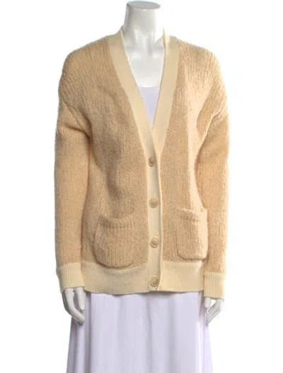 Pre-owned Naadam Wool V-neck Sweater In Neutral