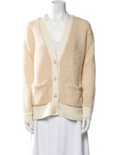 Pre-owned Naadam Wool V-neck Sweater In Neutral