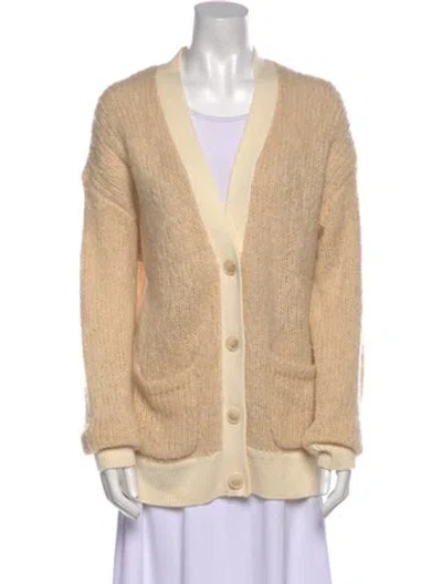 Pre-owned Naadam Wool V-neck Sweater In Neutral