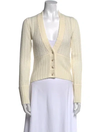 Pre-owned Naadam Wool V-neck Sweater In Neutral