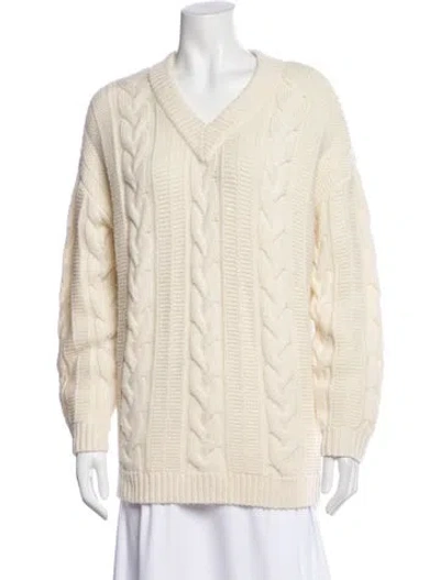 Pre-owned Naadam Wool V-neck Sweater In Neutral