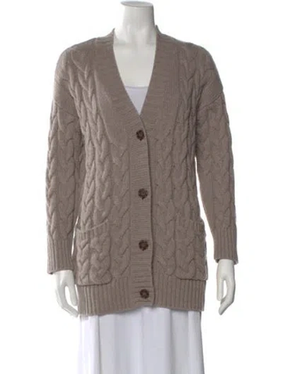 Pre-owned Naadam Wool V-neck Sweater In Neutral