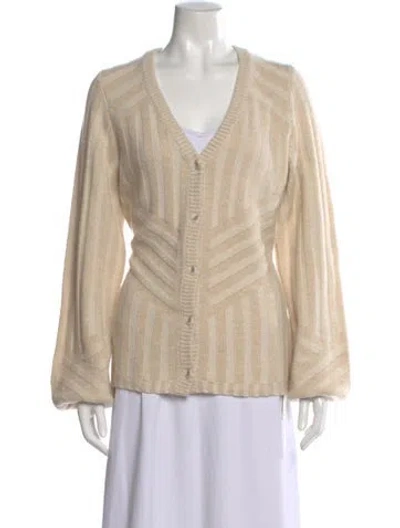 Pre-owned Naadam Wool V-neck Sweater In Neutral