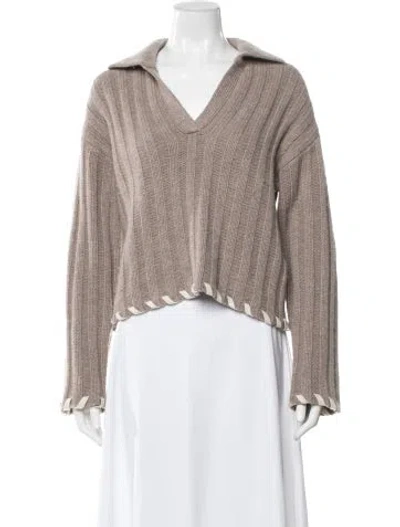 Pre-owned Naadam Wool V-neck Sweater In Neutral