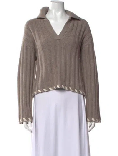 Pre-owned Naadam Wool V-neck Sweater In Neutrals