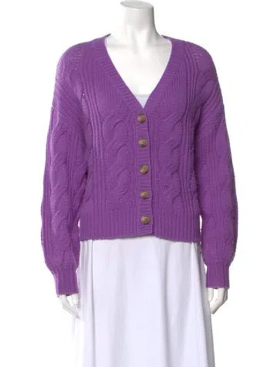 Pre-owned Naadam Wool V-neck Sweater In Purple