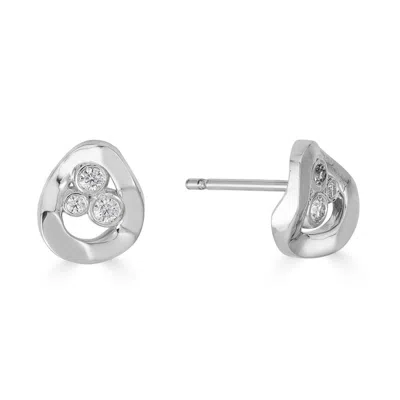 Nabs And Babs Women's Hiba Studs With Diamonds - Silver