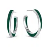 Nabs And Babs Women's Lilo Color Petite Hoops In Silver - Emerald Green
