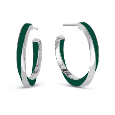 Nabs And Babs Women's Lilo Color Petite Hoops In Silver - Emerald Green