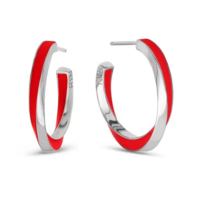 Nabs And Babs Women's Lilo Color Petite Hoops In Silver - Red