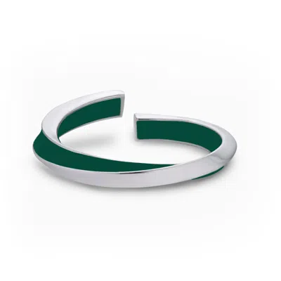 Nabs And Babs Women's Lilo Color Side Ring In Silver - Emerald Green