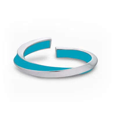 Nabs And Babs Women's Lilo Color Side Ring In Silver - Greek Blue