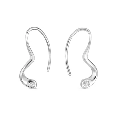 Nabs And Babs Women's Sahab Mini Hoops With Diamonds - Silver