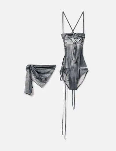 Nache Denim Printed Swimsuit In Gray