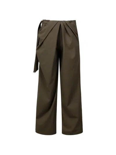 Nache Draped Wide-leg Trousers In Green