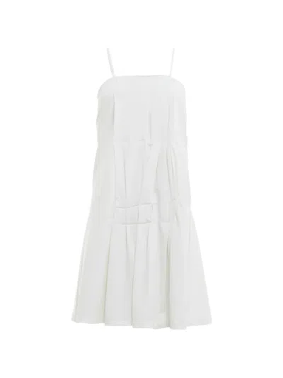 Nache Folded Pleated Mini Dress In White