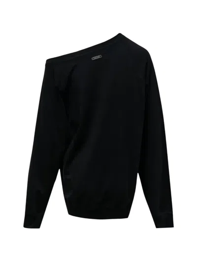 Nache One-shoulder Pinched Sweater In Black