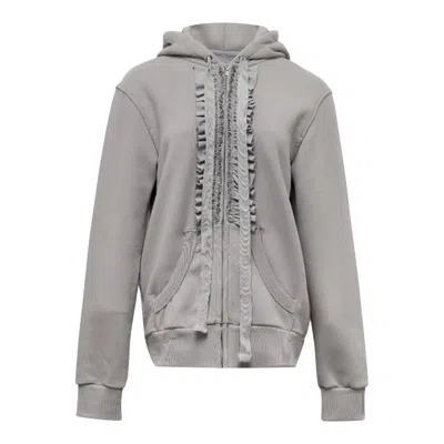 Nache Ruffle Hoodie Zip-up Light Gray