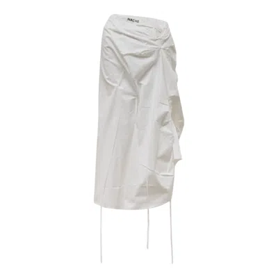Nache Strap Pulled Skirt Black In White