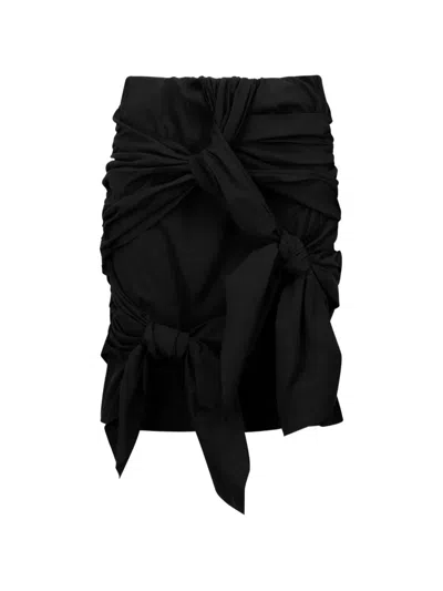 Nache Twist-tie Ruched Midi Skirt In Black