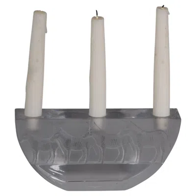 Pre-owned Nachtmann Candle Holder, Zebras. Glass. , Germany, 20th Century. In Gray