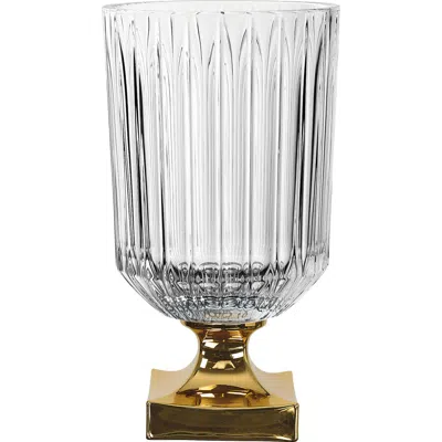 Nachtmann Minerva 12" Vase With Golden Foot In Transparent