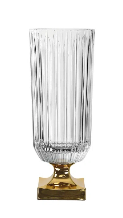 Nachtmann Minerva 15" Vase With Golden Foot In Transparent