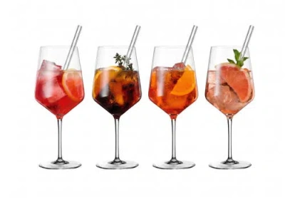 Nachtmann Tastes Good Set Of 4 Cocktail Spritz Glasses With Glass Straws In Clear