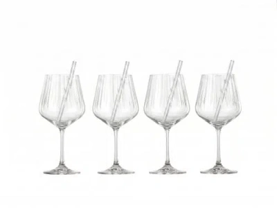 Nachtmann Tastes Good Set Of 4 Gin & Tonic Glasses With Glass Straws In Transparent