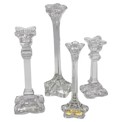 Pre-owned Nachtmann Vintage Crystal Set Of 4 Candlesticks, Germany In Gray