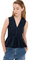 Nackiyé Bang Bang Gilet Style Shirt Marine Pinstripe In Marine Pinstripe