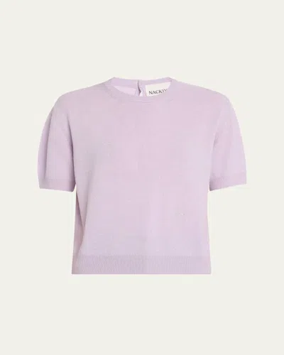 Nackiyé Classic Short-sleeve Cashmere Sweater In Lilac