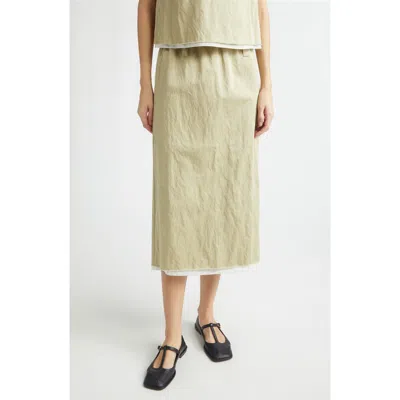 Nackiyé Nackiyè Crayon Crinkled Satin Pencil Skirt In Green