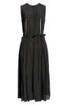 Nackiyé Nackiyè Daydream Crinkle Woven Belted Midi Dress In Noir