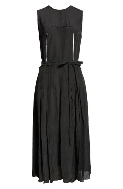 Nackiyé Nackiyè Daydream Crinkle Woven Belted Midi Dress In Noir