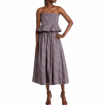 Nackiyé Ditsy Pintuck Peplum Strapless Midi Dress In Floral In Multi