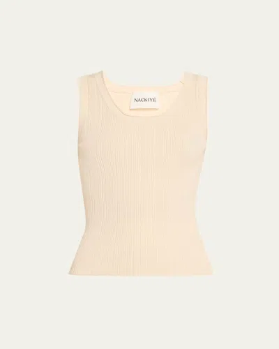 Nackiyé Fine Ribbed Tank Top In Merengue