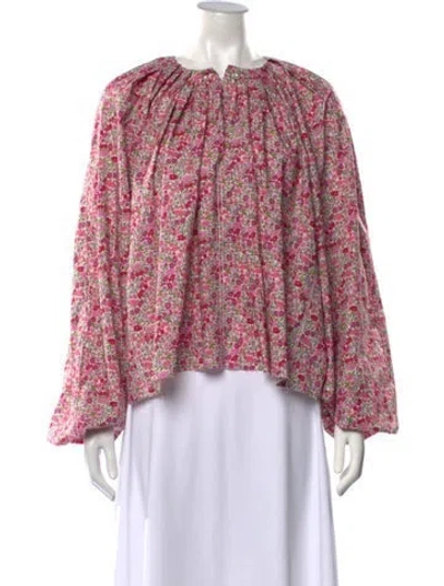 Pre-owned Nackiyé Floral Print Crew Neck Blouse W/ Tags In Pink